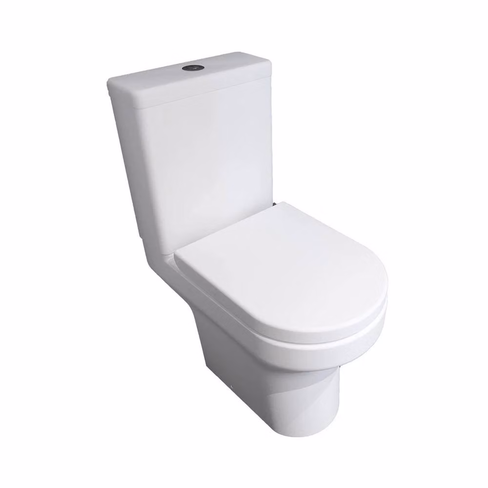 FLAVORA Modern Rimless Close Coupled Ceramic Toilet in White – 3