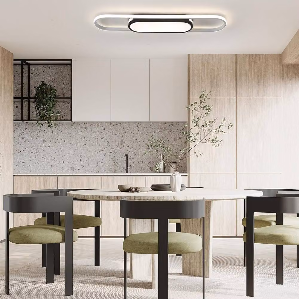 Garwarm Modern LED Linear Flush Mount Ceiling Light, 45W, White – 5
