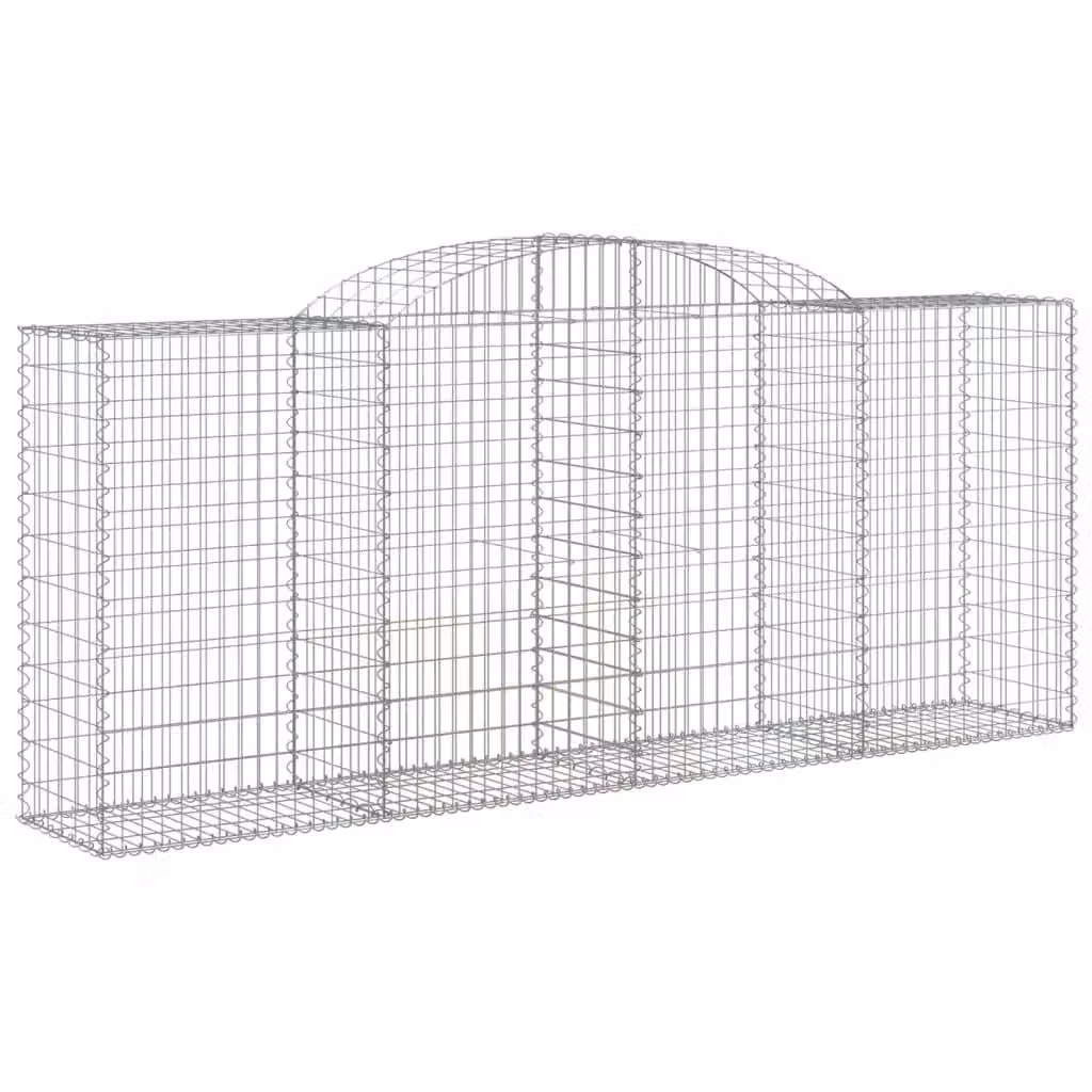 Berkfield Home Arched Gabion Basket in Silver Galvanised Steel, W: 300 cm, D: 50 cm, H: 120-140 cm – 2