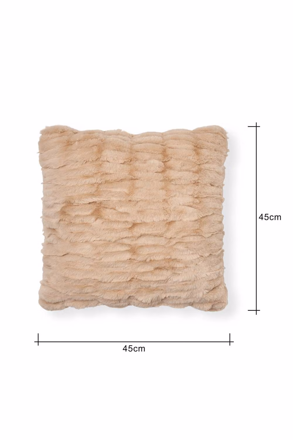 BHS Ruched Faux Fur Square Cushion in Beige, W/D/H: 45 x 45 x 45 cm – 2