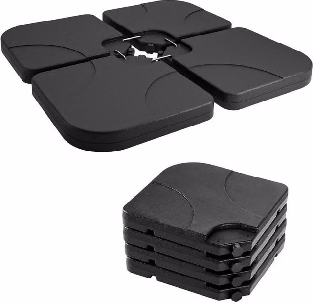FLAVORA 4-Piece Black Plastic Sand or Water Fill Cantilever Parasol Base Weights