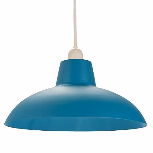 Happy Homewares Industrial Retro Matt Teal Curved Metal Dome Ceiling Pendant Light Shade, Diameter: 29 cm – 1