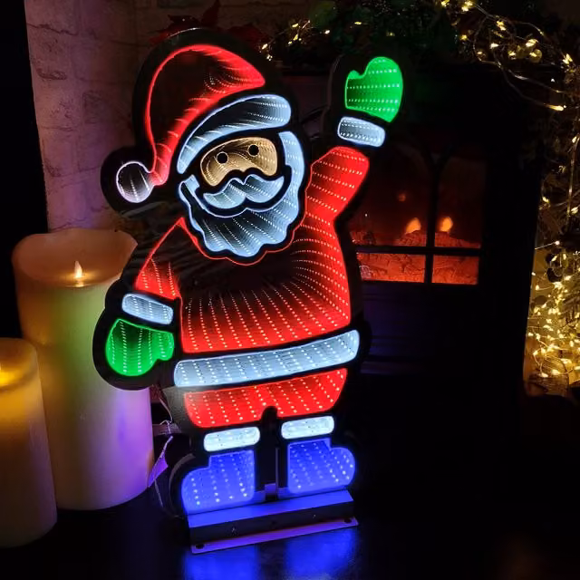Samuel Alexander Multicolour LED Infinity Standing Santa Christmas Decoration with Metal Base, Height: 56 cm