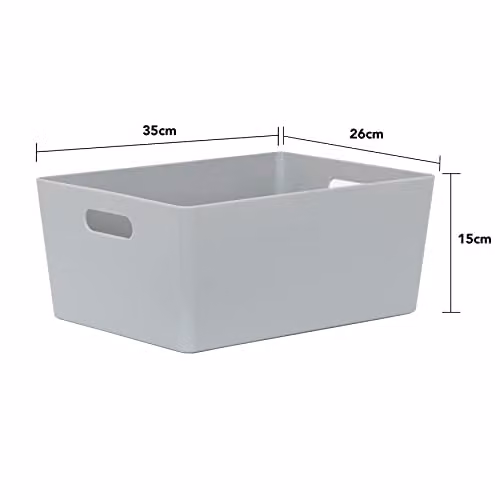 Wham Studio Basket 5.02 Rectangular Plastic Storage Basket in Grey, W/D/H: 35 x 26 x 15 cm, 11.5L – 2