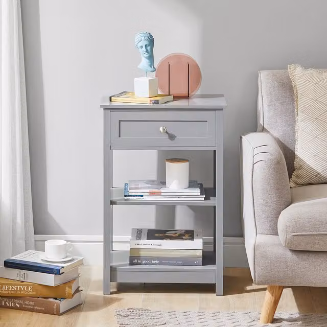SoBuy Modern Lacquered Grey MDF Side Table