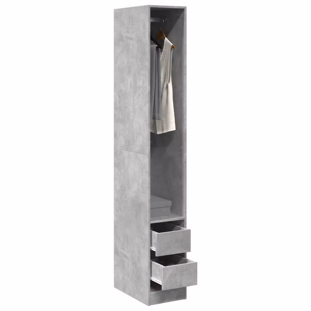 Berkfield Home Minimalist Wardrobe in Concrete Grey with Hinged Doors and Internal Drawers, W/D/H: 30 x 30 x 200 cm – 2