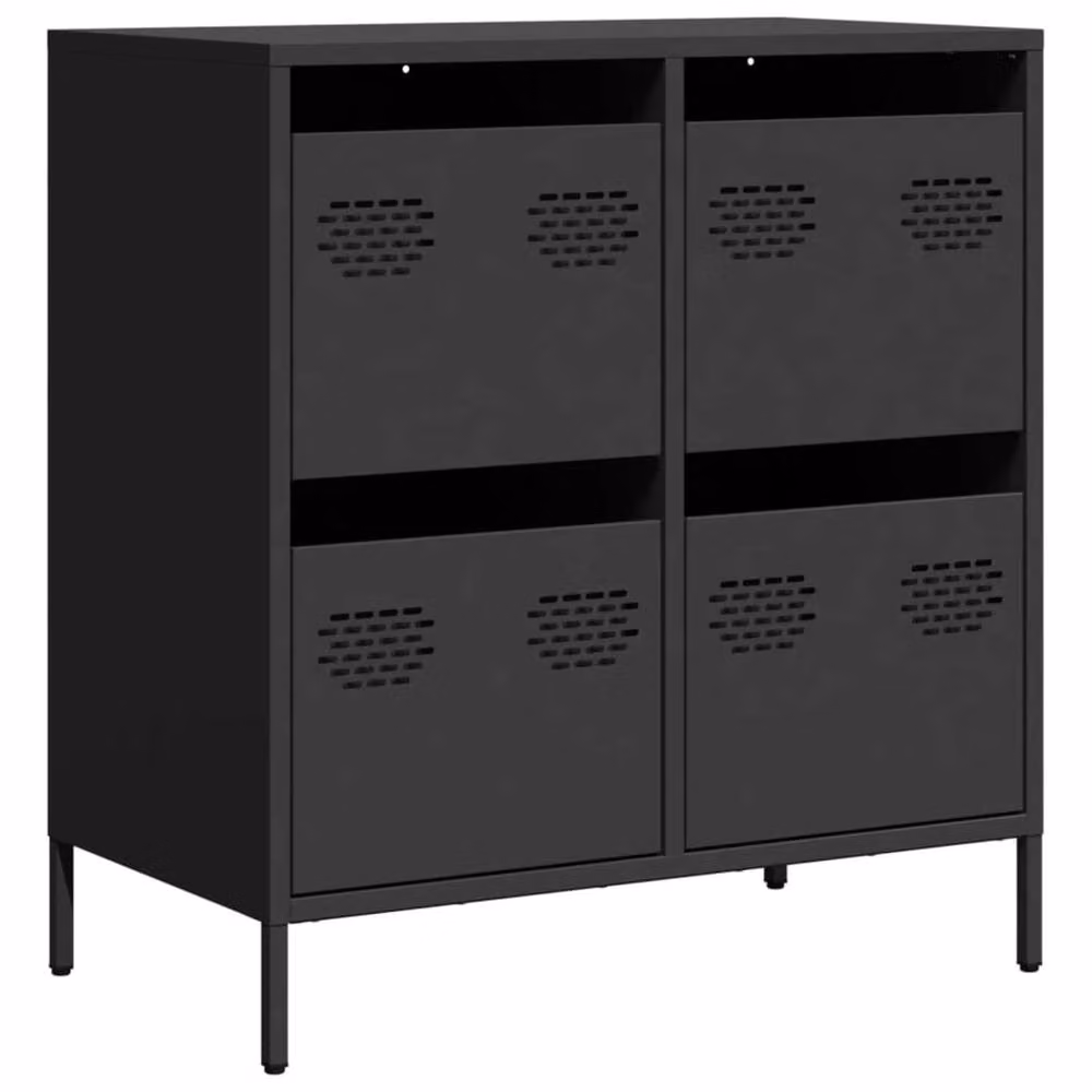 Berkfield Home Black Matt Steel Sideboard W: 68 cm, D: 39 cm, H: 73.5 cm – 3