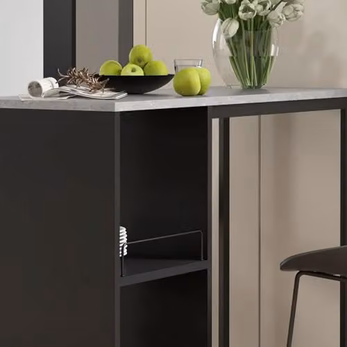 HOMCOM Modern Rectangular Marble Bar Table with Serving Tiers and Wine Rack, Black, W: 105 cm, D: 40 cm, H: 105 cm – 7