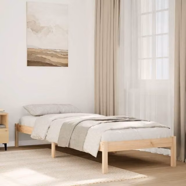 Berkfield Home Extra Long Solid Wood Pine Bed Frame in Brown, W: 80 cm, L: 220 cm – 1