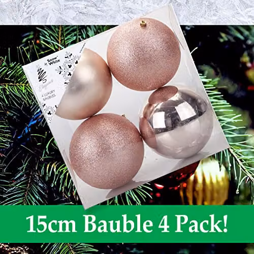 VFM e-Store Pink and Gold Christmas Baubles, Pack of 3, Diameter: 12 cm – 6