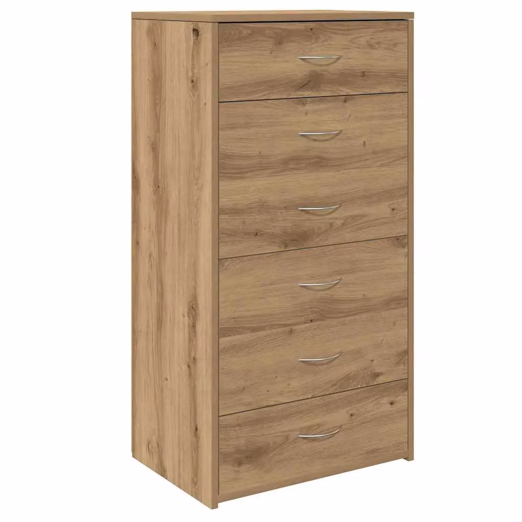 Berkfield Home Artisan Oak Sideboard with 6 Drawers in Brown, W/D/H: 50 x 34 x 96 cm – 2