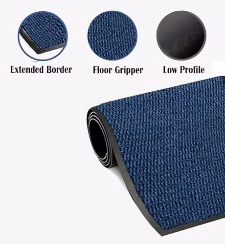KAV Non-Slip Washable Door Mat in Blue and Black, W: 60 cm, L: 150 cm – 5