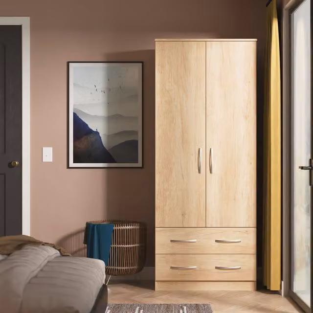 Ready Assembled 2 U Hampshire 2 Door 2 Drawer Wardrobe in Light Brown – 1