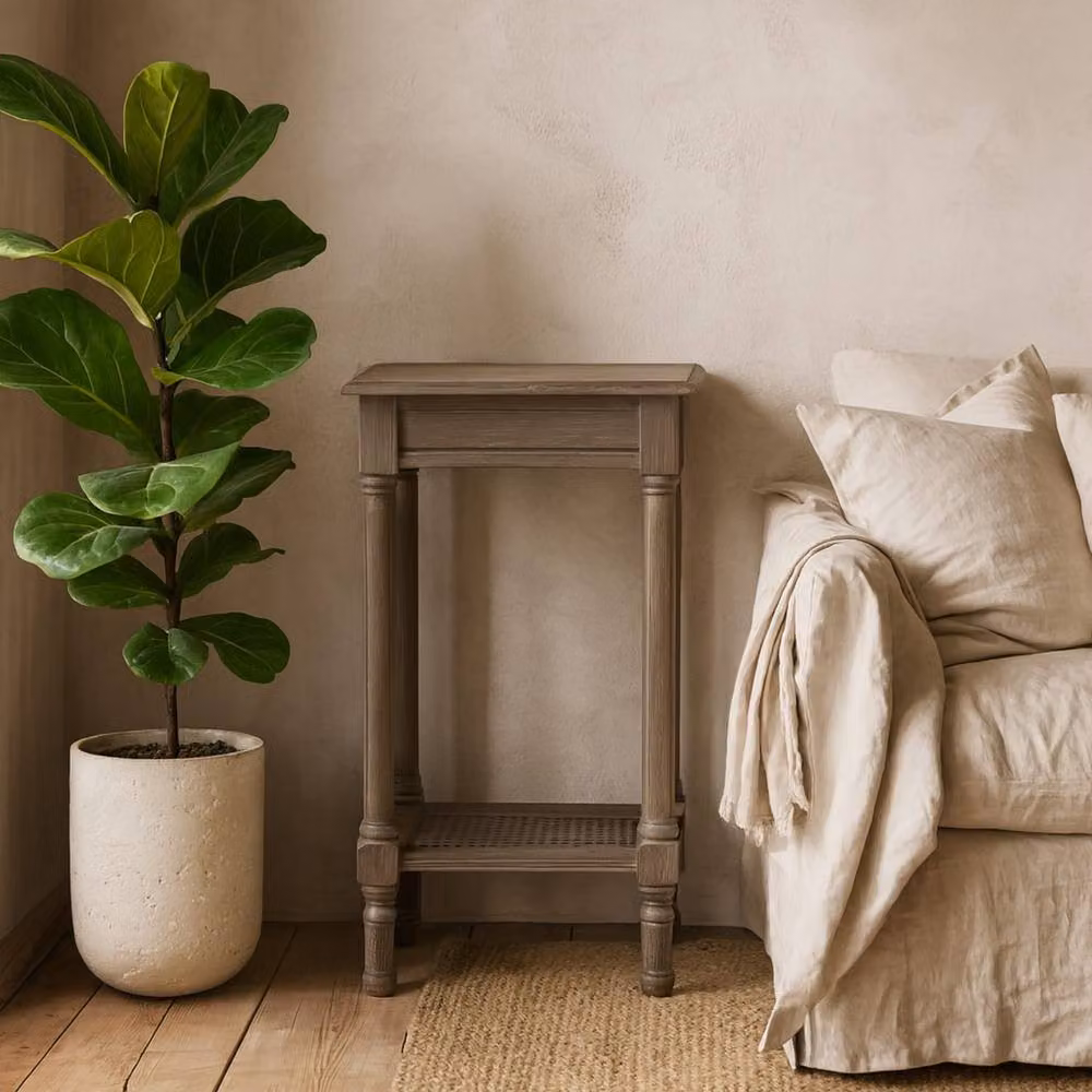 Wyld Haus Laurelbrook Rattan Small Side Table in Grey, W/D/H: 36.0 x 36.0 x 72.0 cm – 2
