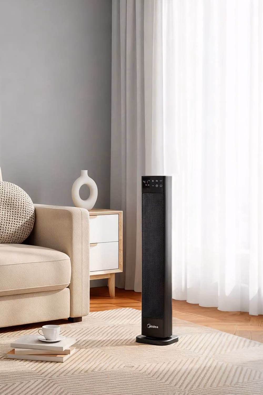 Midea 2KW PTC Ceramic Tower Heater with Remote Control, Overheat and Tip Protection, Black – 3