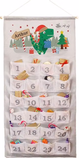Personalised Memento Company Personalised Dinosaur Advent Calendar in Grey – 1