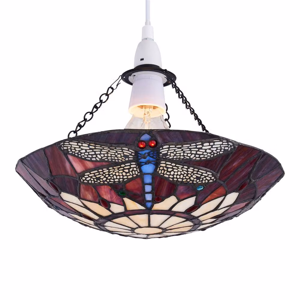 First Choice Lighting Lysa Set of 2 Red Tiffany Dragonfly Glass Easy Fit Pendant Shades – 2