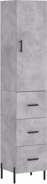 Berkfield Home Industrial Highboard in Concrete Grey, W/D/H: 34.0 x 34.5 x 180 cm – 1
