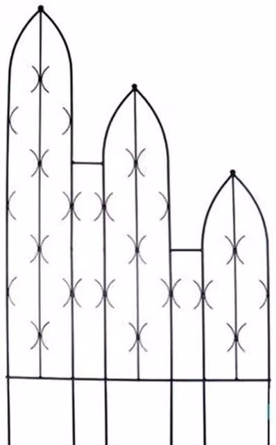 Poppyforge Triple Slope Gothic Steel Trellis Screen in Black, W: 91.4 cm, H: 180 cm
