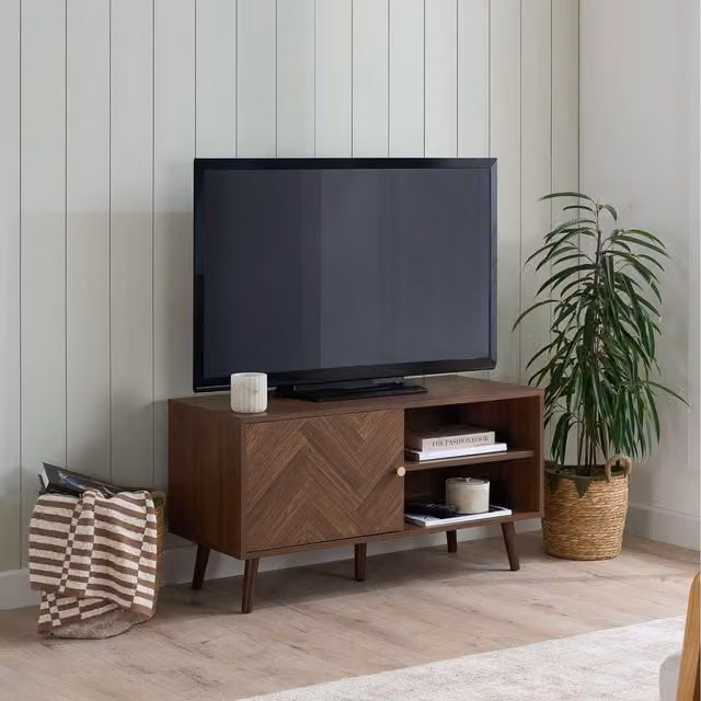 Birlea Herringford Small Modern Geometric TV Unit in Brown Walnut