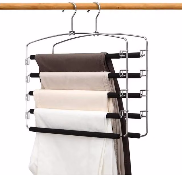 KORVIXA 2-Pack Non-Slip Stainless Steel Trouser Hangers in Silver – 1