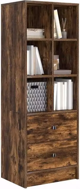 Berkfield Home Smoked Oak Shelving Unit in Brown Engineered Wood with Adjustable Shelves – 1