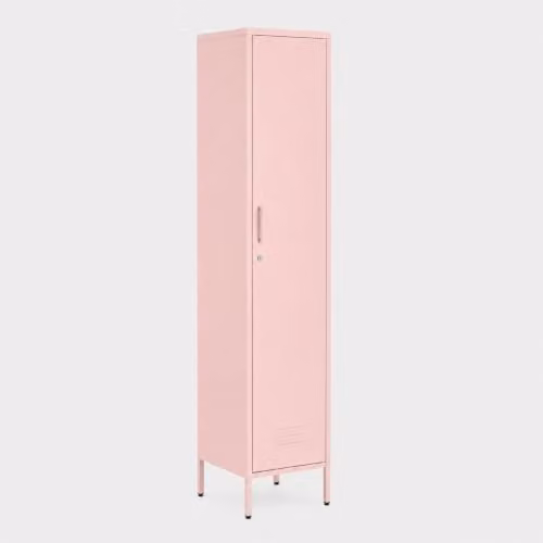 Moderna Pink Metal Locker Cabinet with Hinged Doors and Adjustable Shelves, H 180 x W 38.5 x D 38.5 cm