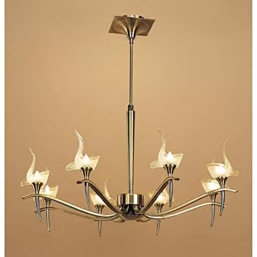 Inspired Mantra Fusion Viena Round Telescopic Pendant Light, 8 x G9, Antique Brass and White – 2