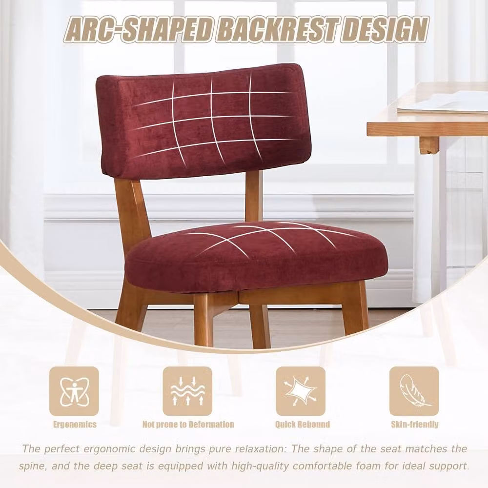 Matteo Mid-Century Modern Linen Dining Chairs, Set of 2, Red – 5