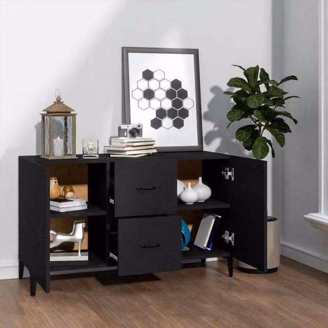 Berkfield Home Black Modern Matt Sideboard, W/D/H: 100 x 36 x 60 cm – 1