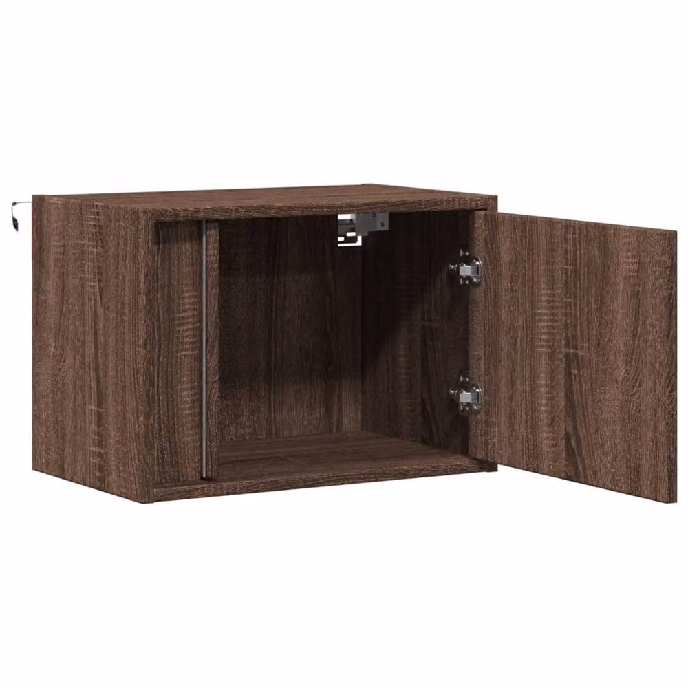 Berkfield Home Set of 2 Wall-mounted Bedside Cabinets with Integrated LED Lights in Brown Oak – 5