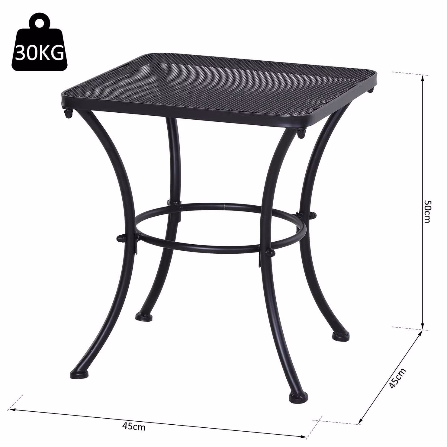 Outsunny Metal Square Outdoor Garden Bistro Table in Black – 3