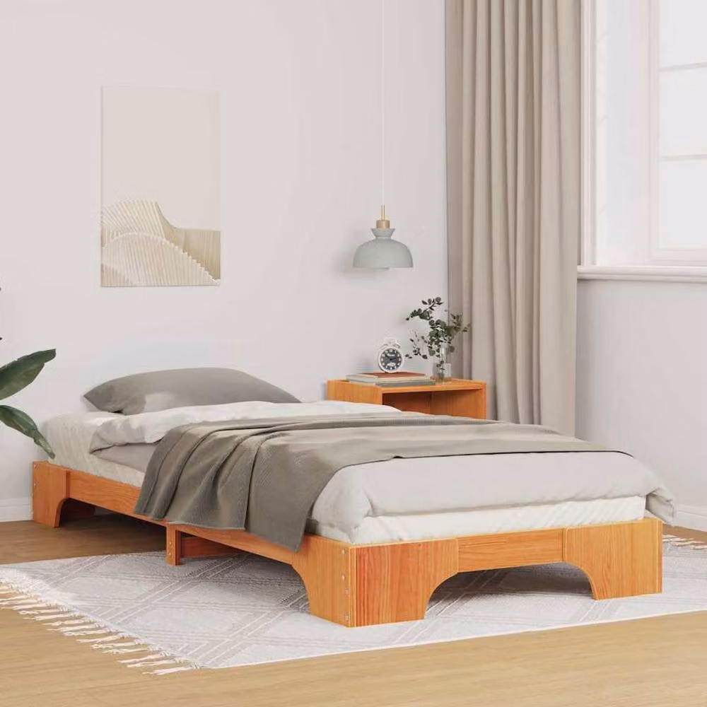 Berkfield Home Solid Wood Floor Bed Frame in Brown, W/D/H: 200 x 220 cm – 2