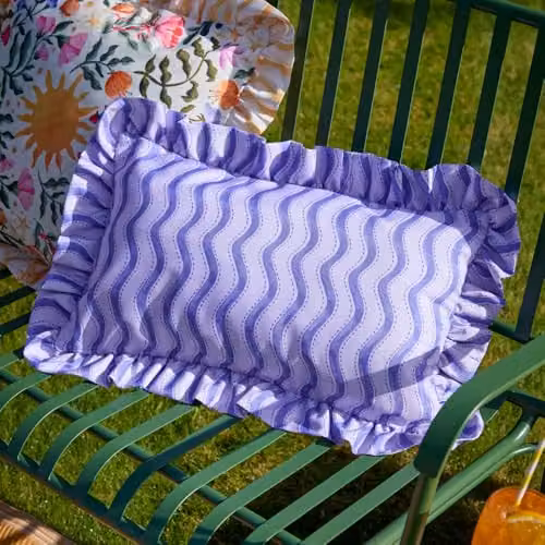 Furn Summer Solstice Wiggly Stripe Outdoor Decorative Pillow, Blue and Purple Striped Polyester, W/D/H: 50 x 30 x 30 cm – 3