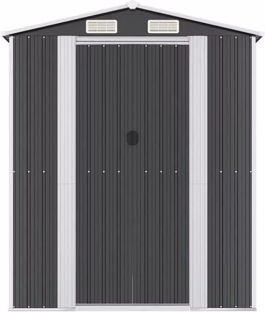 Berkfield Home Anthracite Galvanised Steel Garden Shed in Dark Grey W/D/H: 192 x 191 x 223 cm
