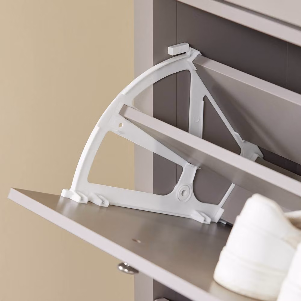 SoBuy Slim Scandinavian Style Shoe Cabinet in Matt Grey with Tilting Compartments and Internal Shelves – 4