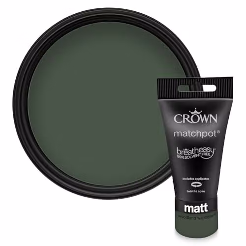 Crown Walls & Ceilings Green Matt Water Based Paint Tester Sample 40ml – 1
