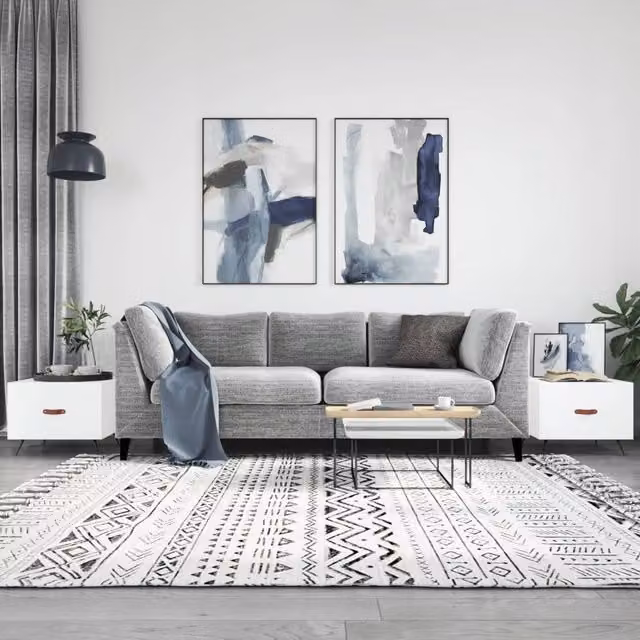 Berkfield Home Set of 2 White Square Coffee Tables in Engineered Wood, W/D/H: 50 x 50 x 40 cm – 1