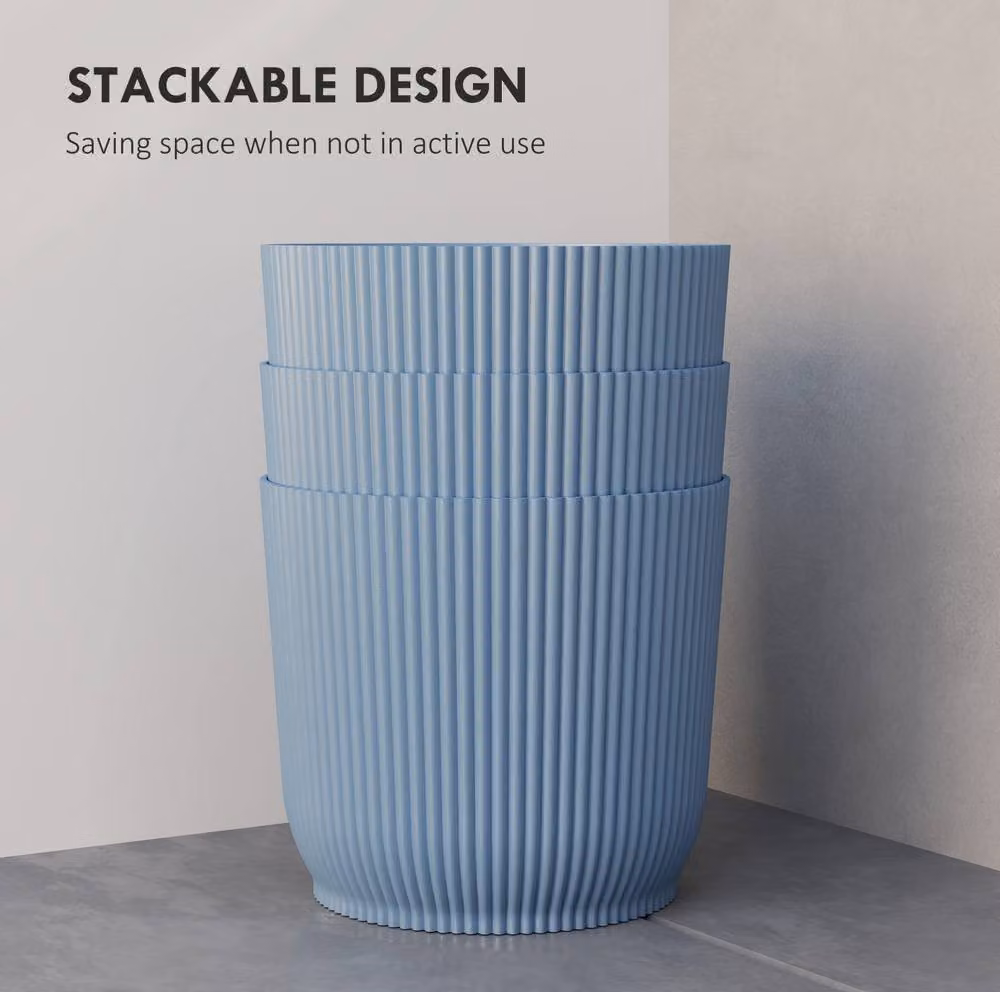 STILVORA Set of 3 Blue Plastic Plant Pots for Indoor Plants, Diameter: 22 cm – 5