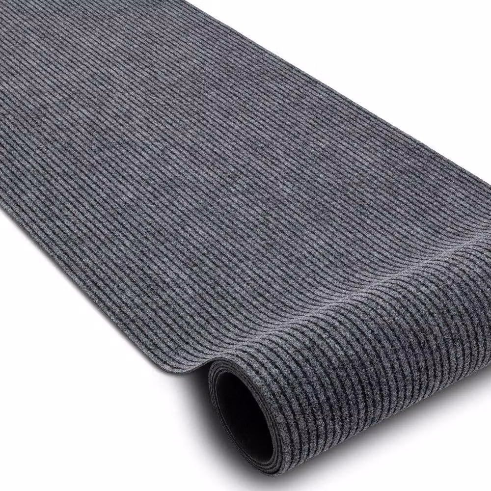 RugsX Non-Slip Grey Polypropylene Runner, W: 120 cm, L: 370 cm – 2