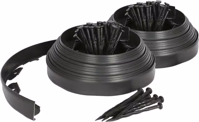 Harbour Housewares Flexible Plastic Lawn Edging Path Grass Border with Plastic Pegs, Black, 20m – 1