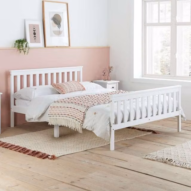 Birlea Oxford White Solid Wood Pine Bedstead, W/D/H: 120 x 200 cm