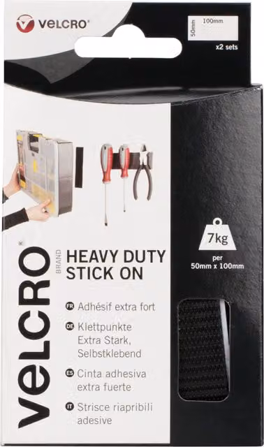 VELCRO Brand Heavy Duty Double Sided Stick On Strips, Black