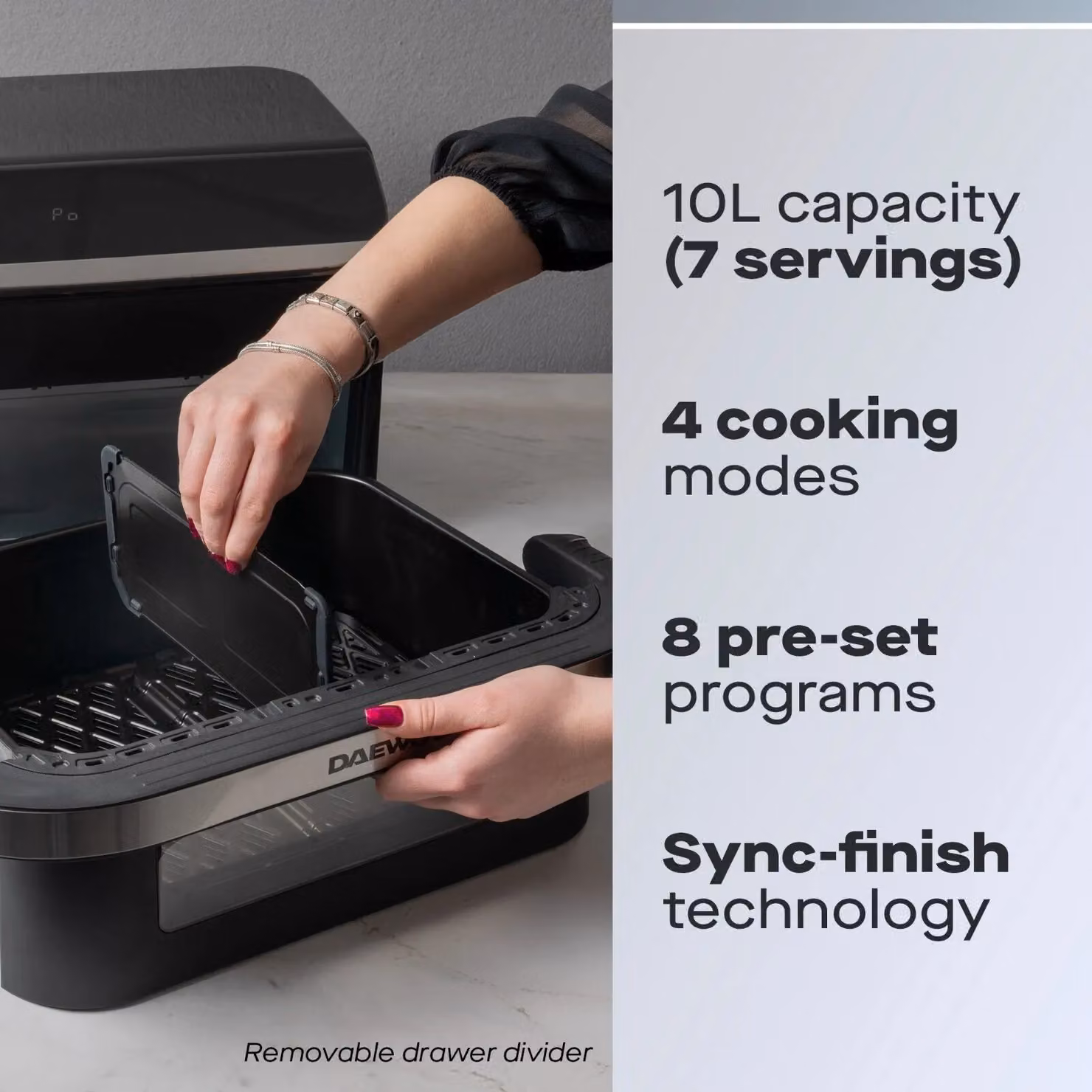 Daewoo 10L Megadrawer Dual Zone Air Fryer with Digital Display, Black – 2