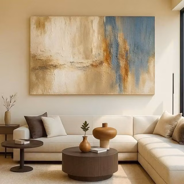 Mafett Echoes of Serenity Abstract Canvas Wall Art, Multicolour, W: 101.6 cm, H: 101.6 cm, Depth: 4 cm