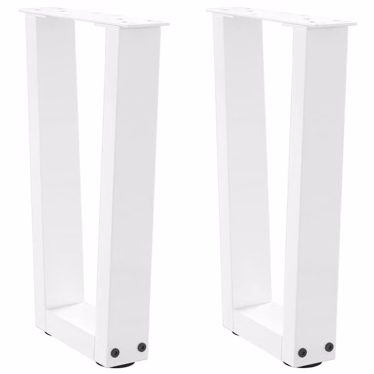 Berkfield Home V-Shape Dining Table Legs, 2 Pieces, White Steel, W: 38 cm, H: 42-43.3 cm