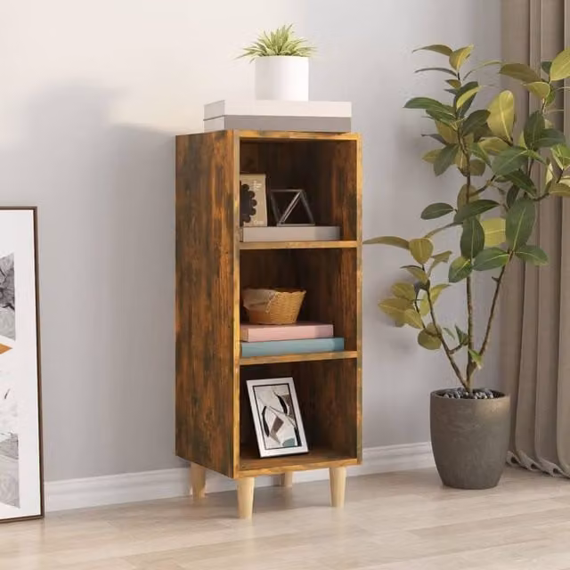 Berkfield Home Smoked Oak Sideboard in Brown, W/D/H: 34.5 x 32.5 x 90 cm – 1