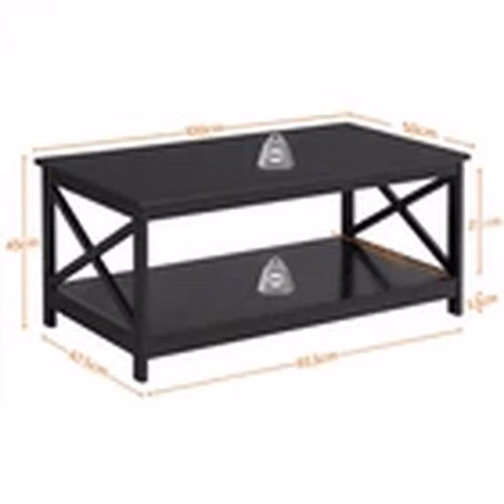 EONLION Modern 2-Tier Rectangular Coffee Table with Storage Shelf in Black – 2