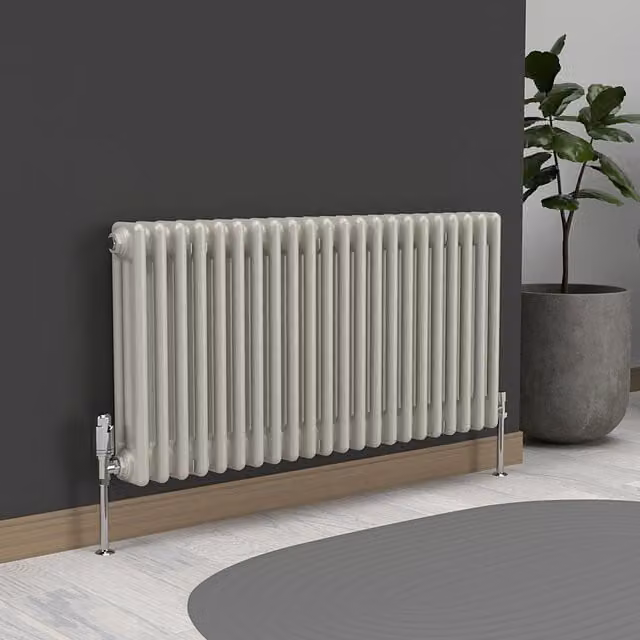 Lux Heat Horizontal 3 Column Steel Radiator in White, W: 101.0 cm, H: 50.0 cm