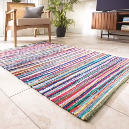 Allure Bath Fashions Multicoloured Patchwork Chindi Rag Rug, W: 60 cm, L: 180 cm – 2